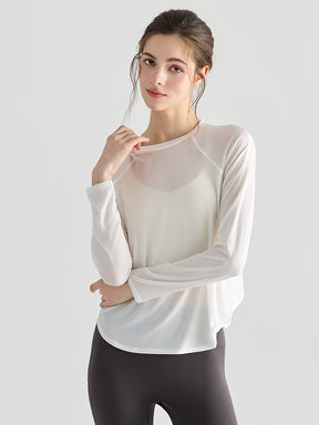 メッシュ切り替え 長袖シャツ