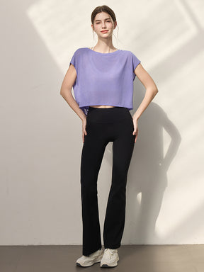 クロスバック ヨガウェア 背中開き半袖