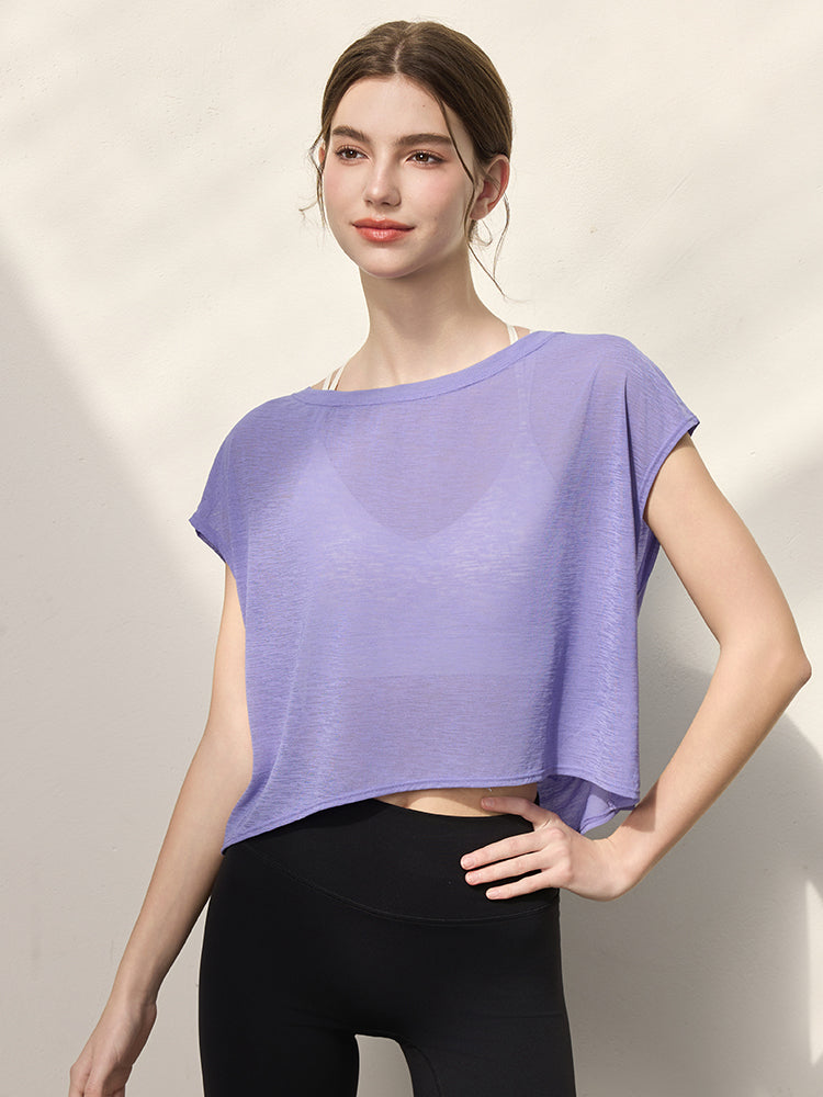 クロスバック ヨガウェア 背中開き半袖