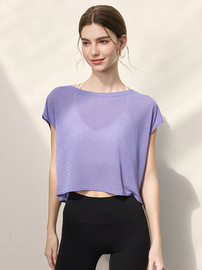 クロスバック ヨガウェア 背中開き半袖