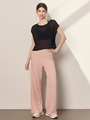 クロスバック ヨガウェア 背中開き半袖