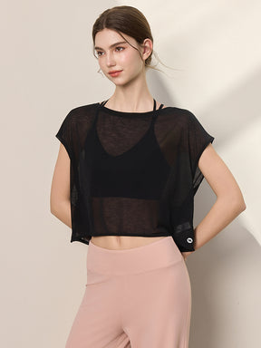 クロスバック ヨガウェア 背中開き半袖