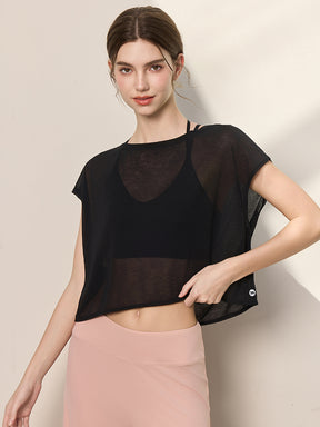 クロスバック ヨガウェア 背中開き半袖