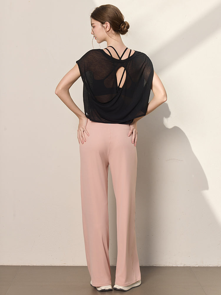 クロスバック ヨガウェア 背中開き半袖