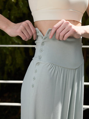 ハイウエスト ボタン付き ヨガ ハーレムパンツ