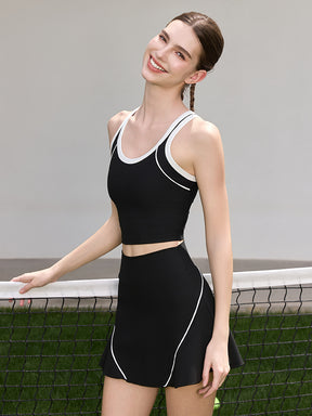 接触冷感 速乾 リブ タンクトップ テニス