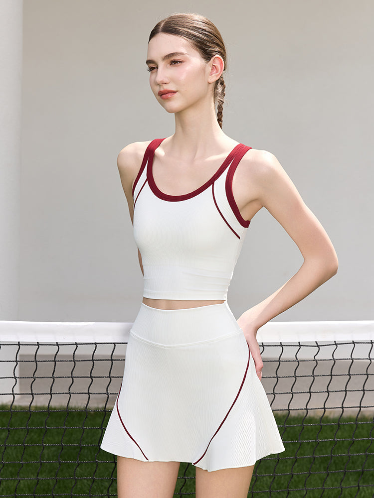 接触冷感 速乾 リブ タンクトップ テニス
