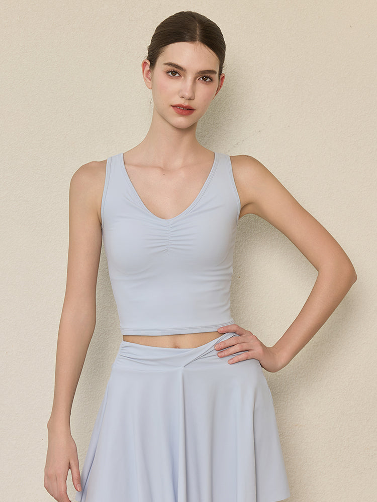 美背 Vネック 幅広ストラップ ヨガ タンクトップ