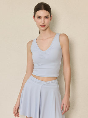 美背 Vネック 幅広ストラップ ヨガ タンクトップ