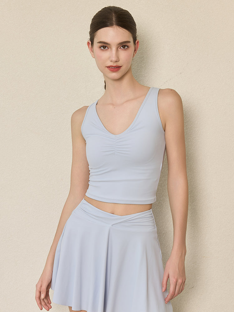 美背 Vネック 幅広ストラップ ヨガ タンクトップ