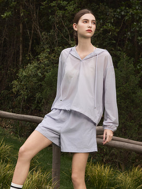 夏用 UVカット 軽量 ルーズフィット パーカー