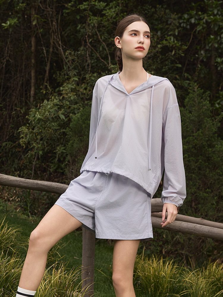 夏用 UVカット 軽量 ルーズフィット パーカー