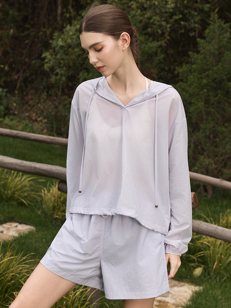 夏用 UVカット 軽量 ルーズフィット パーカー