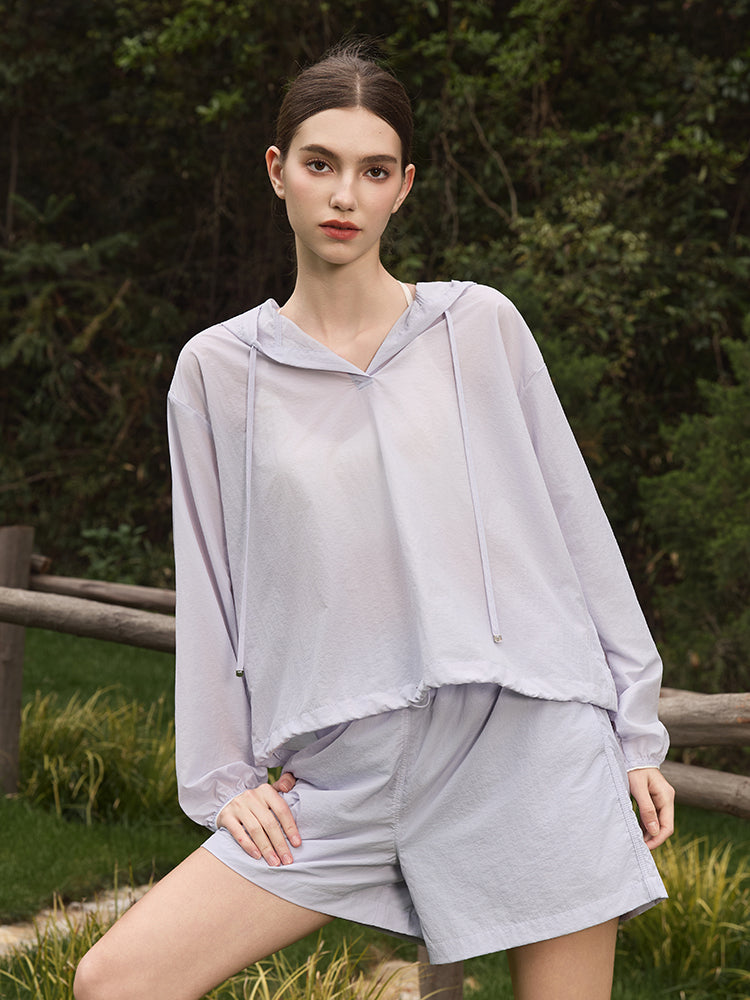 夏用 UVカット 軽量 ルーズフィット パーカー