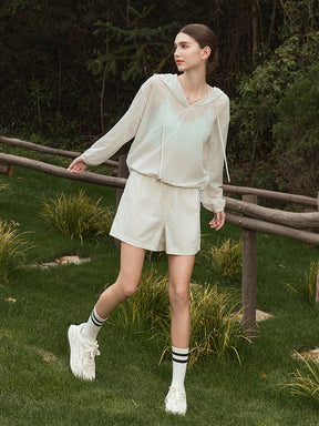 夏用 UVカット 軽量 ルーズフィット パーカー