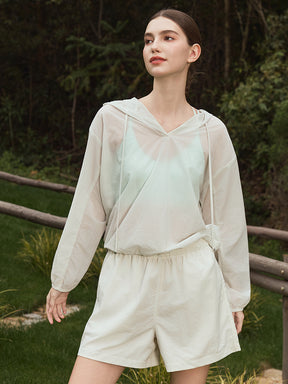 夏用 UVカット 軽量 ルーズフィット パーカー