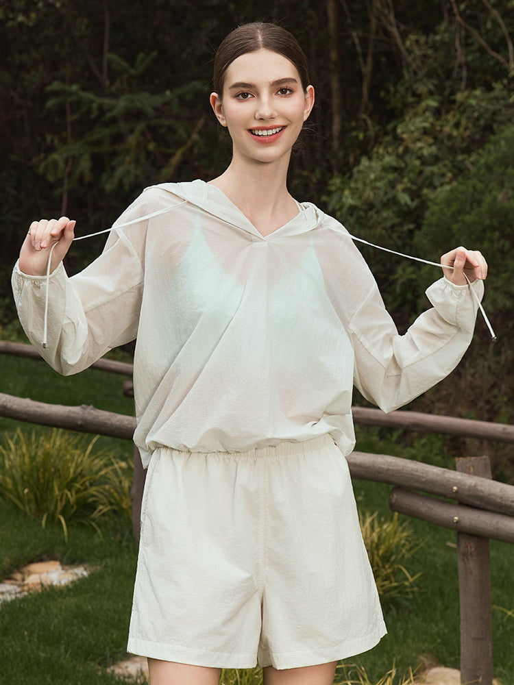 夏用 UVカット 軽量 ルーズフィット パーカー