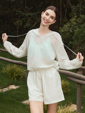 夏用 UVカット 軽量 ルーズフィット パーカー