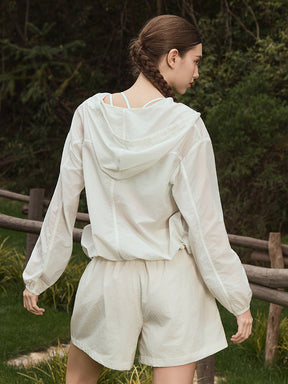 夏用 UVカット 軽量 ルーズフィット パーカー