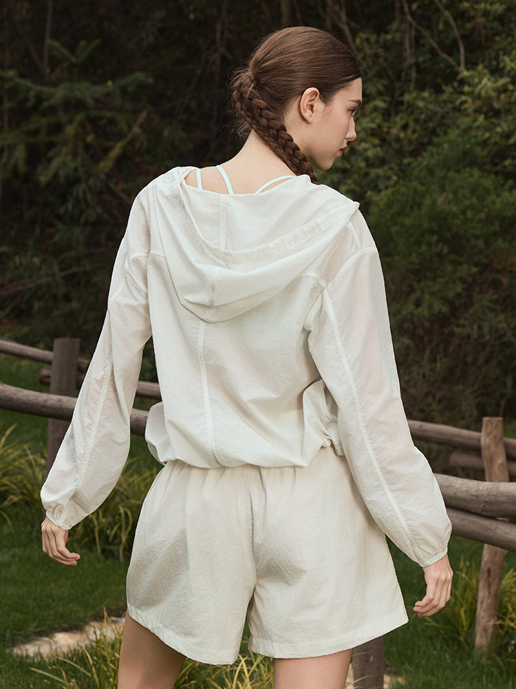 夏用 UVカット 軽量 ルーズフィット パーカー