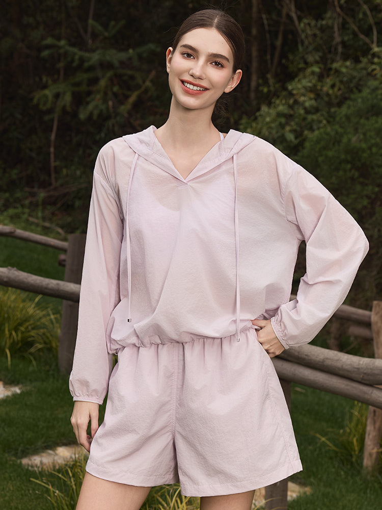 夏用 UVカット 軽量 ルーズフィット パーカー