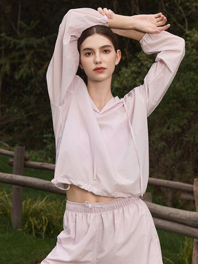 夏用 UVカット 軽量 ルーズフィット パーカー