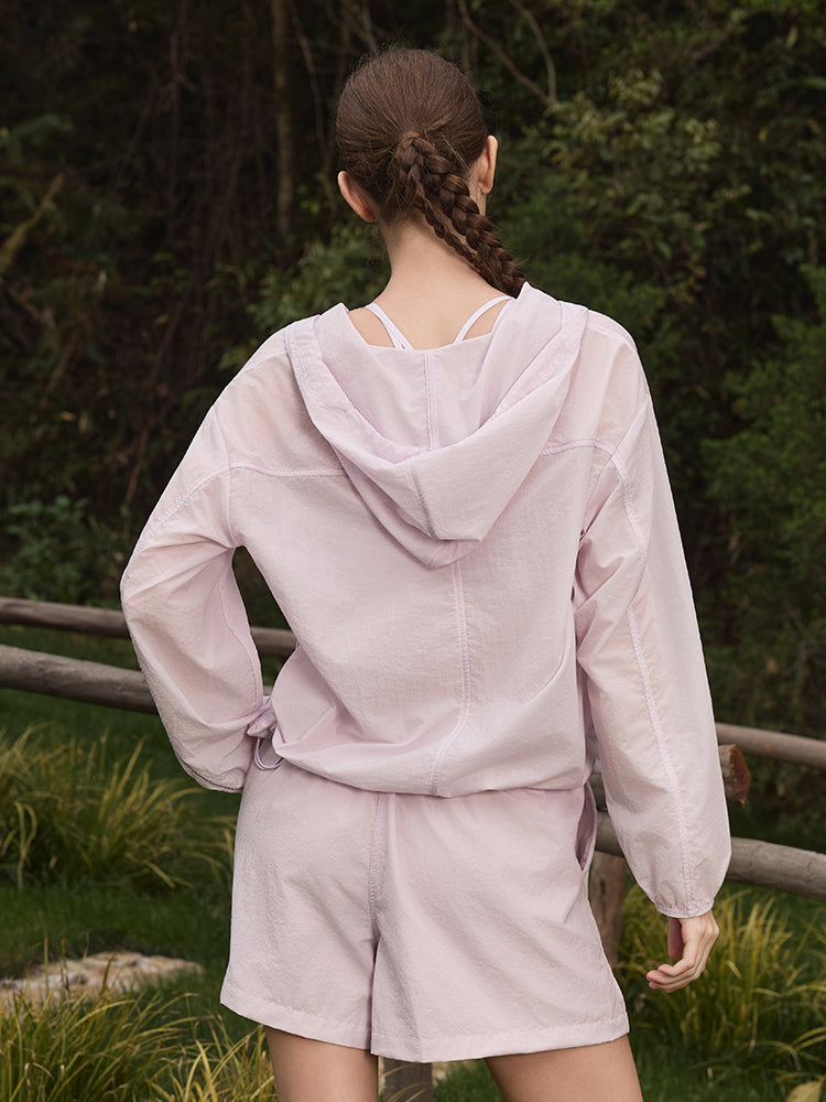 夏用 UVカット 軽量 ルーズフィット パーカー