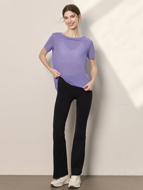 2WAY 速乾 通気性 ヨガTシャツ 半袖