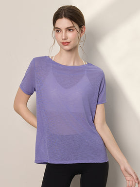 2WAY 速乾 通気性 ヨガTシャツ 半袖