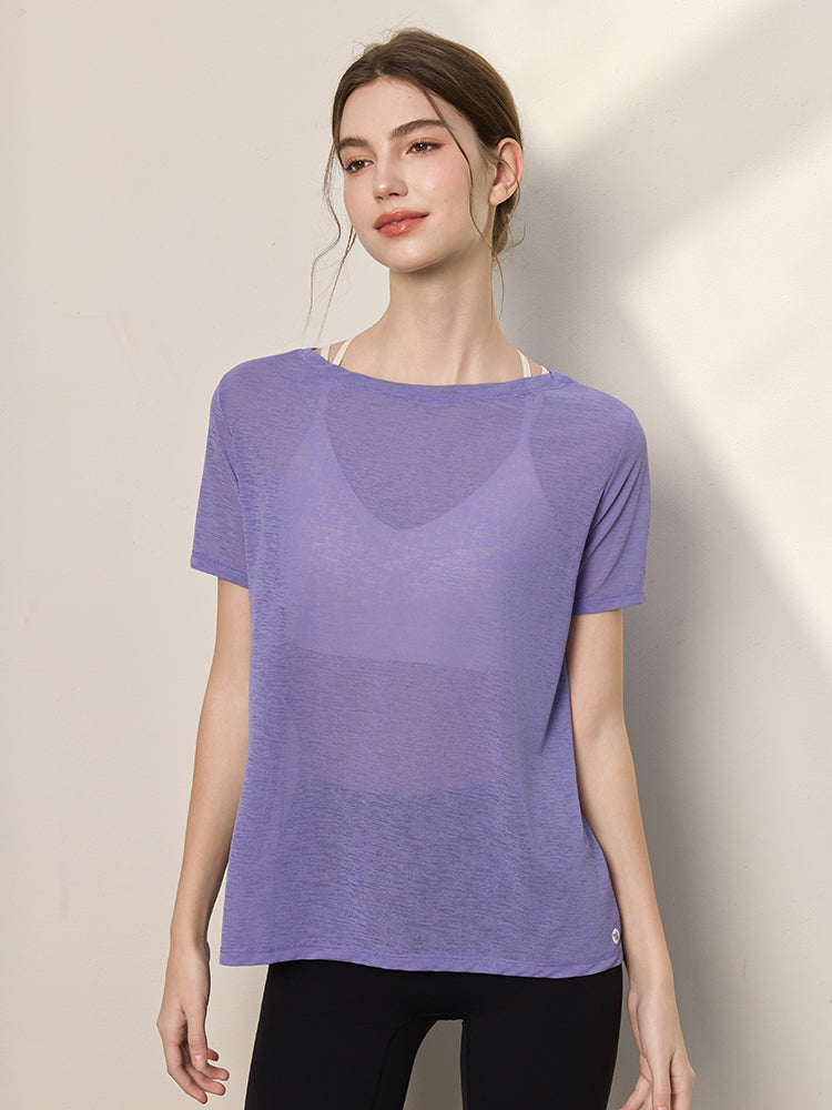 2WAY 速乾 通気性 ヨガTシャツ 半袖