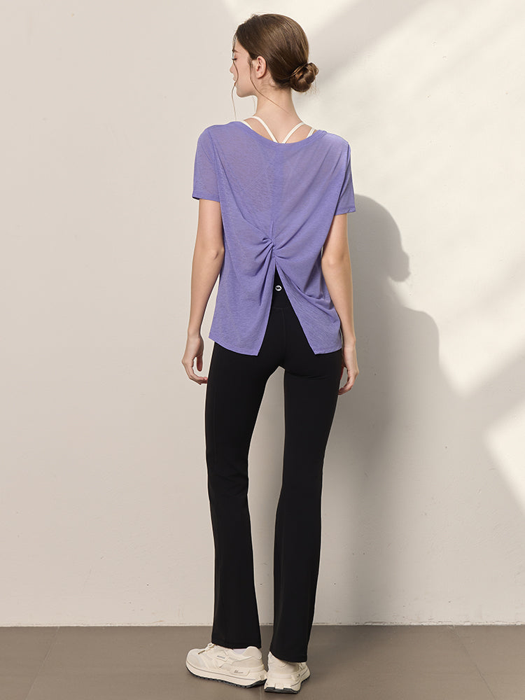 2WAY 速乾 通気性 ヨガTシャツ 半袖