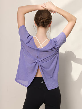 2WAY 速乾 通気性 ヨガTシャツ 半袖