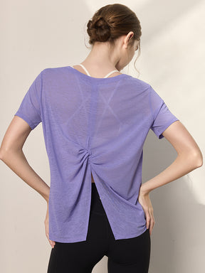 2WAY 速乾 通気性 ヨガTシャツ 半袖