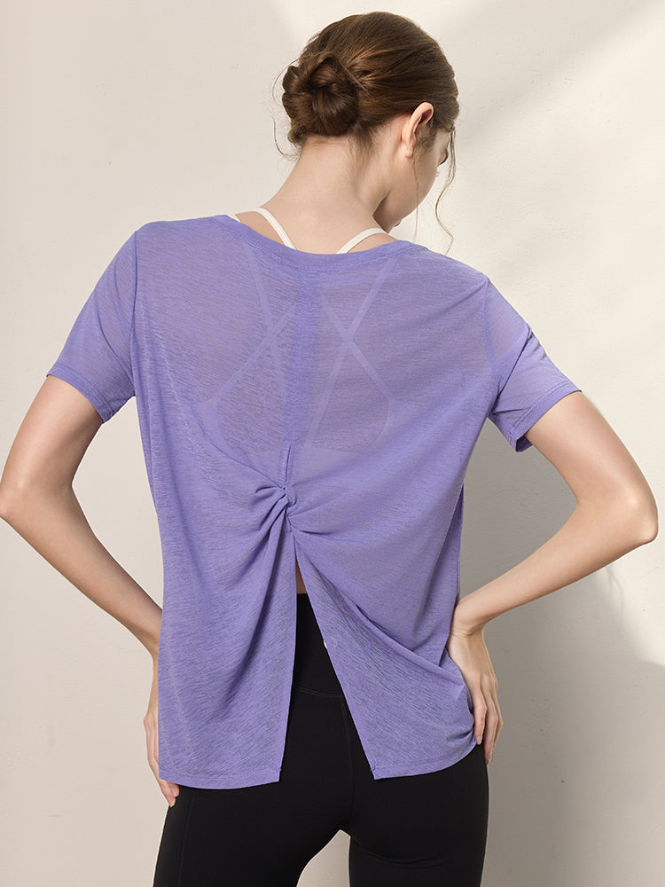 2WAY 速乾 通気性 ヨガTシャツ 半袖