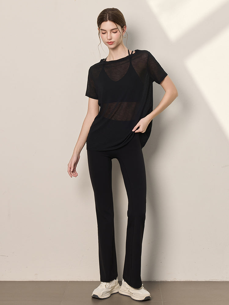 2WAY 速乾 通気性 ヨガTシャツ 半袖