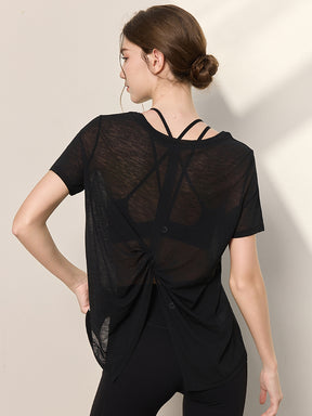 2WAY 速乾 通気性 ヨガTシャツ 半袖