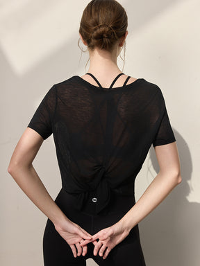 2WAY 速乾 通気性 ヨガTシャツ 半袖