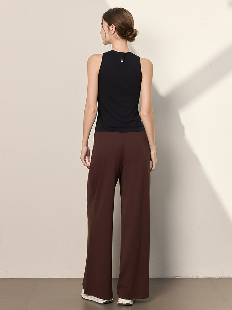 夏用 薄手 ハイウエスト ストレート ワイドパンツ