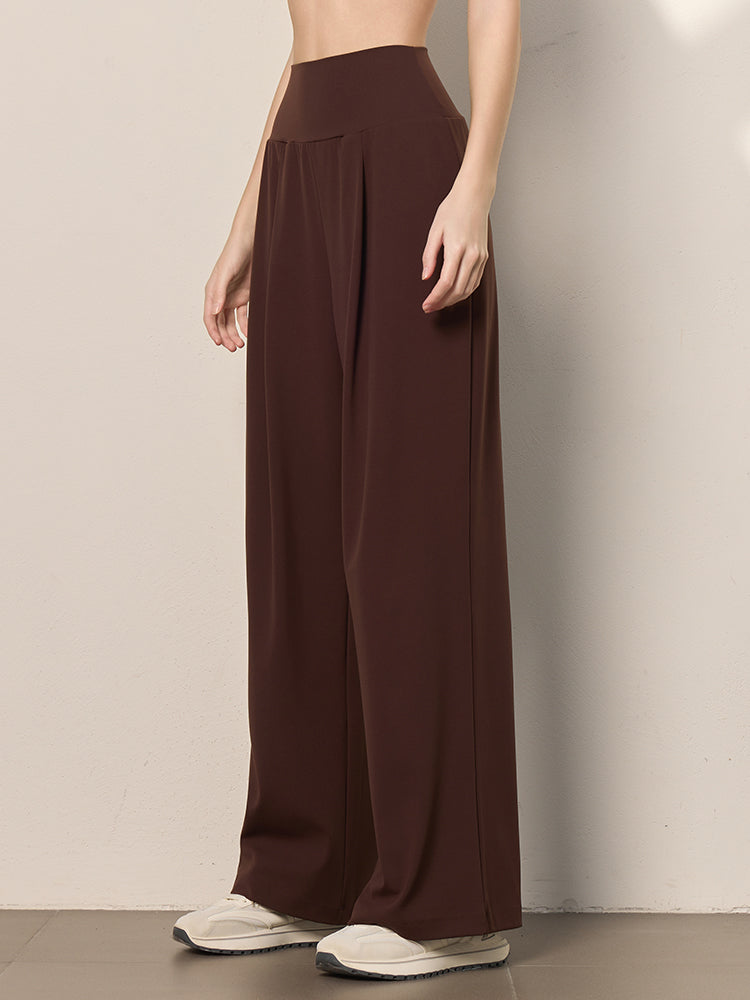 夏用 薄手 ハイウエスト ストレート ワイドパンツ