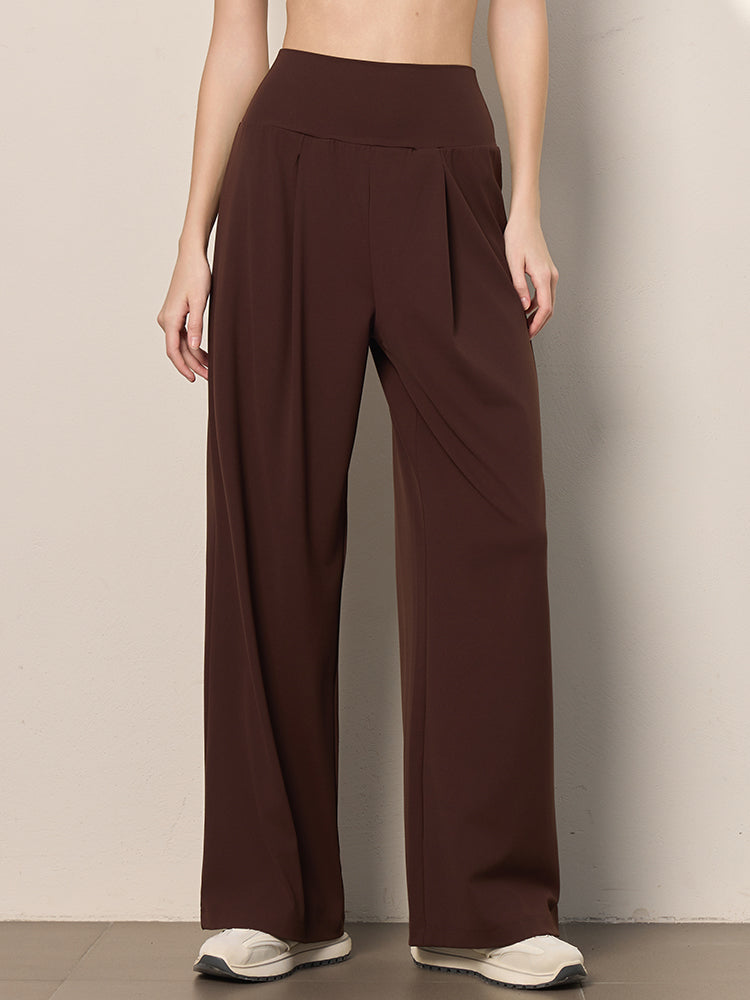 夏用 薄手 ハイウエスト ストレート ワイドパンツ