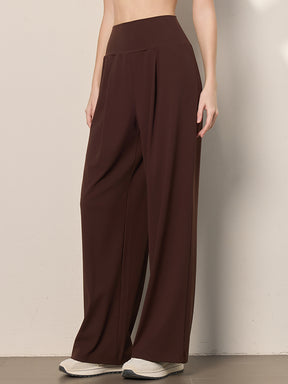 夏用 薄手 ハイウエスト ストレート ワイドパンツ