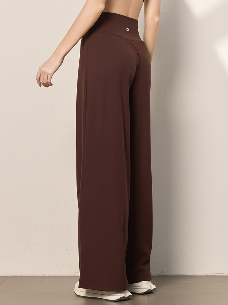 夏用 薄手 ハイウエスト ストレート ワイドパンツ