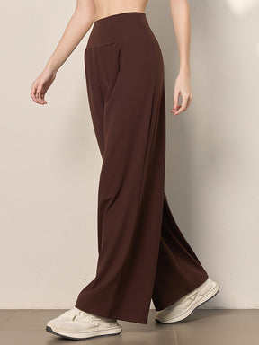 夏用 薄手 ハイウエスト ストレート ワイドパンツ