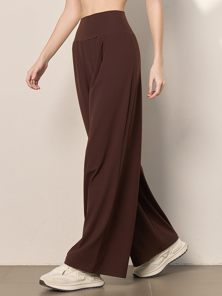 夏用 薄手 ハイウエスト ストレート ワイドパンツ
