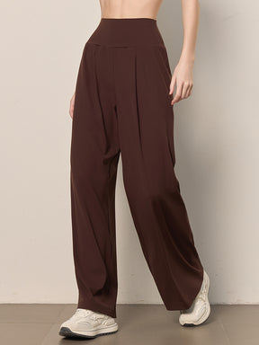 夏用 薄手 ハイウエスト ストレート ワイドパンツ