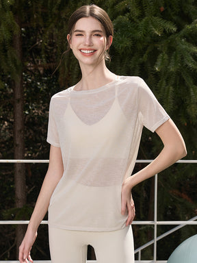 2WAY 速乾 通気性 ヨガTシャツ 半袖