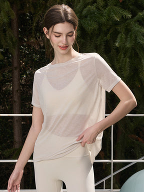 2WAY 速乾 通気性 ヨガTシャツ 半袖