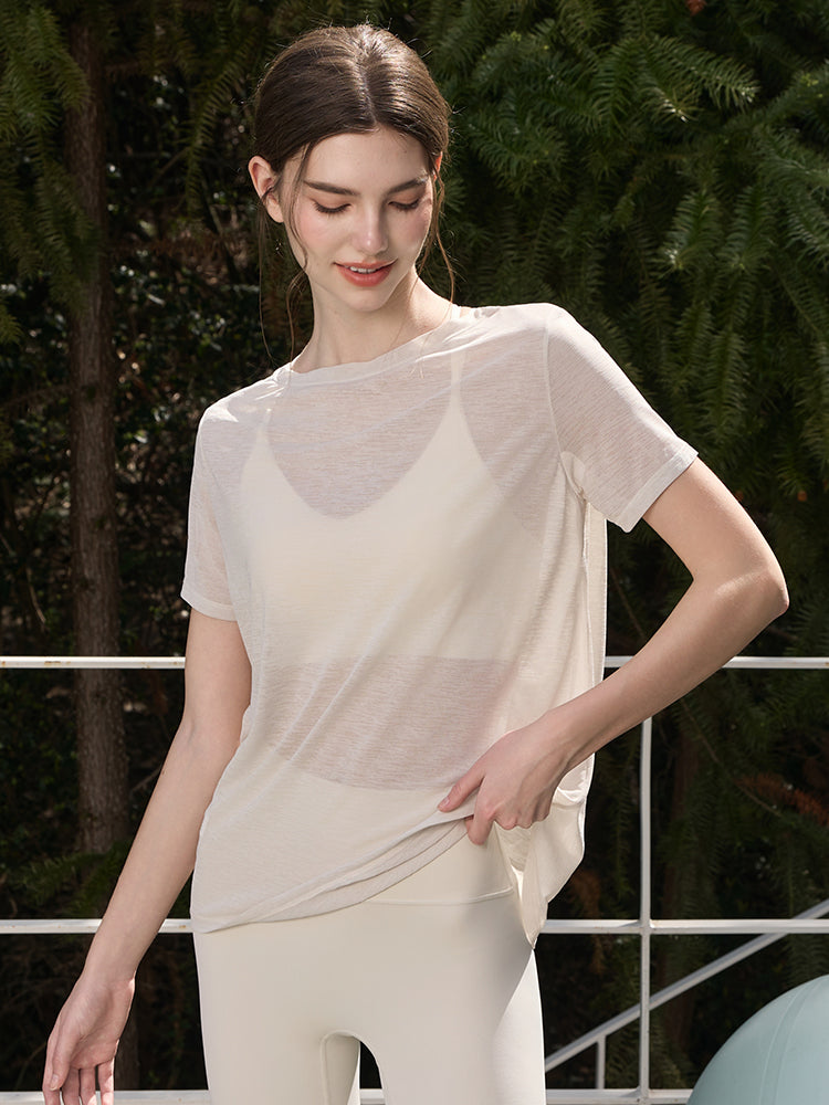 2WAY 速乾 通気性 ヨガTシャツ 半袖