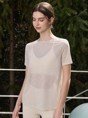 2WAY 速乾 通気性 ヨガTシャツ 半袖