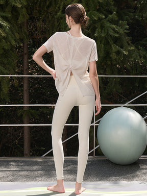 2WAY 速乾 通気性 ヨガTシャツ 半袖